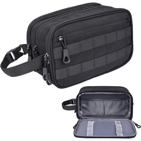 Mens Hygiene Bag Waterproof Tactical Toiletry Kit Travel Dopp Kit YKK Zippers - Picture 1 of 7